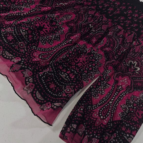 Vtg Y2K Babydoll Mesh Top Shirt XL Floral Smocked Whimsigoth Fairy Boho INC Long - Picture 3 of 8